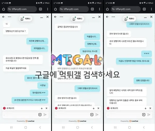 티파니 소액을 원금까지 먹튀하네요 첨부 이미지